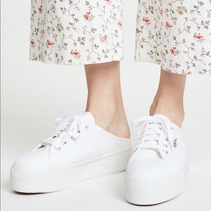 Superga White Slip On Platform Shoes